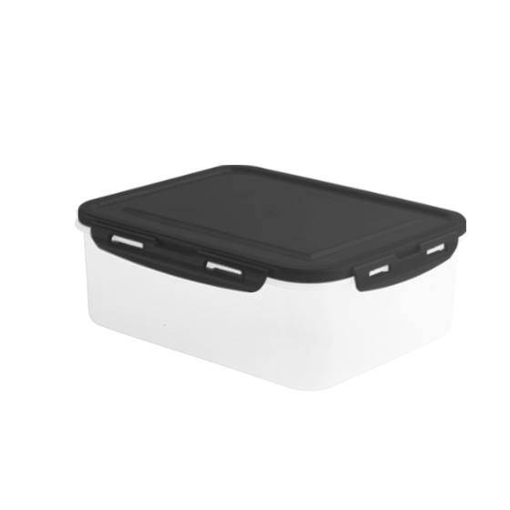Food container- Flat Rectangular Container Clip 600 ml (BPA FREE) Black lid